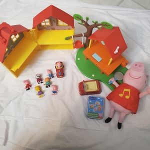 : Lot of peppa pig  toys house car treehouse plush playing cards & figures toys